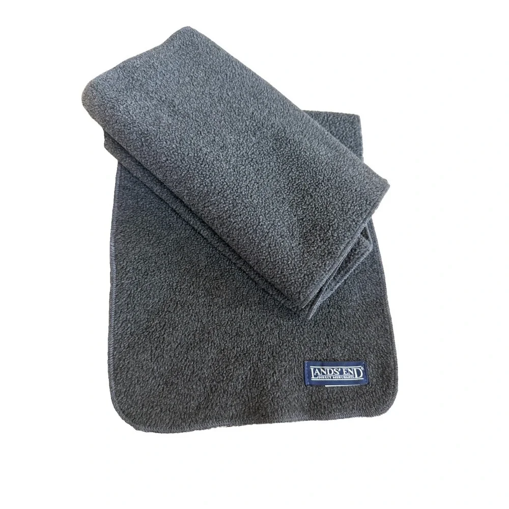 Vintage Lands End Gray FLEECE Scarf Lot Of 2!